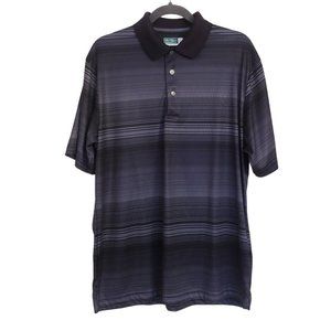 Ben Hogan‎ Performance polo golf shirt size Large black gray striped